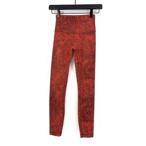 LULULEMON Wunder Train High-Rise Tight 25" Denim Wash Print Autumn Red Black 2